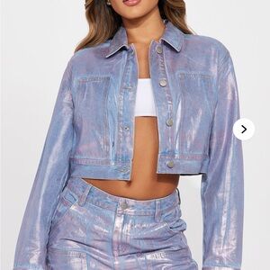 Iridescent Cropped Jean Jacket